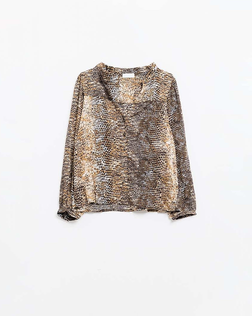 Chiffon Blouse in Brown Leopard Print