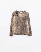 Chiffon Blouse in Brown Leopard Print