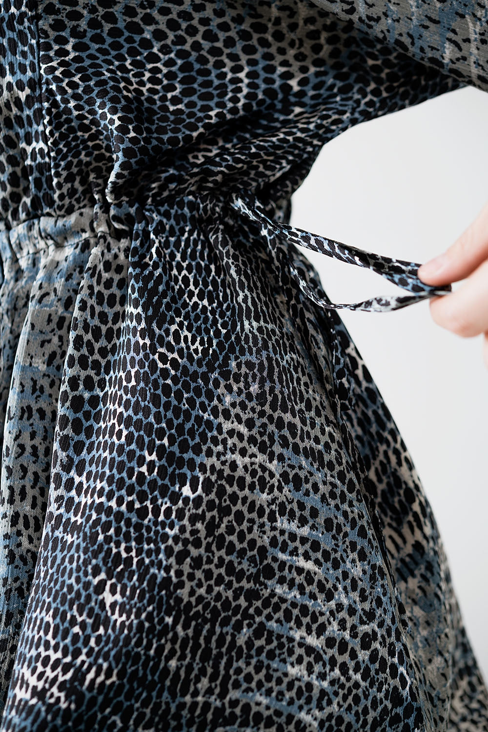 Chiffon Dress in Grey Leopard Print