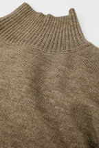 Chunky Knit Sweater in Beige with Turtleneck