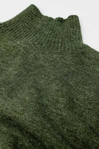 Chunky Knit Sweater in Green with Turtleneck