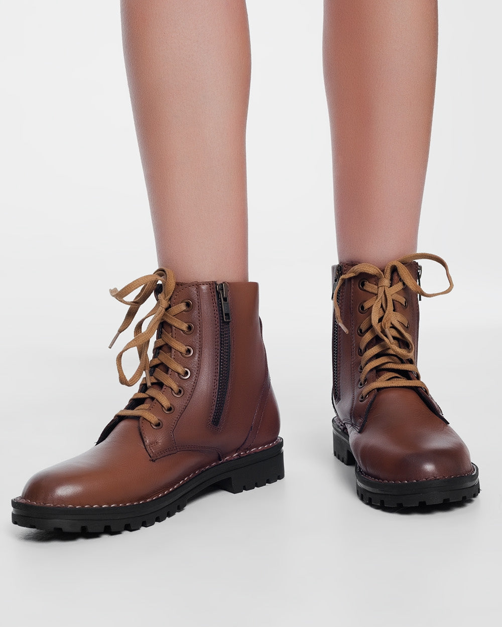 Chunky Military Boots in Brown