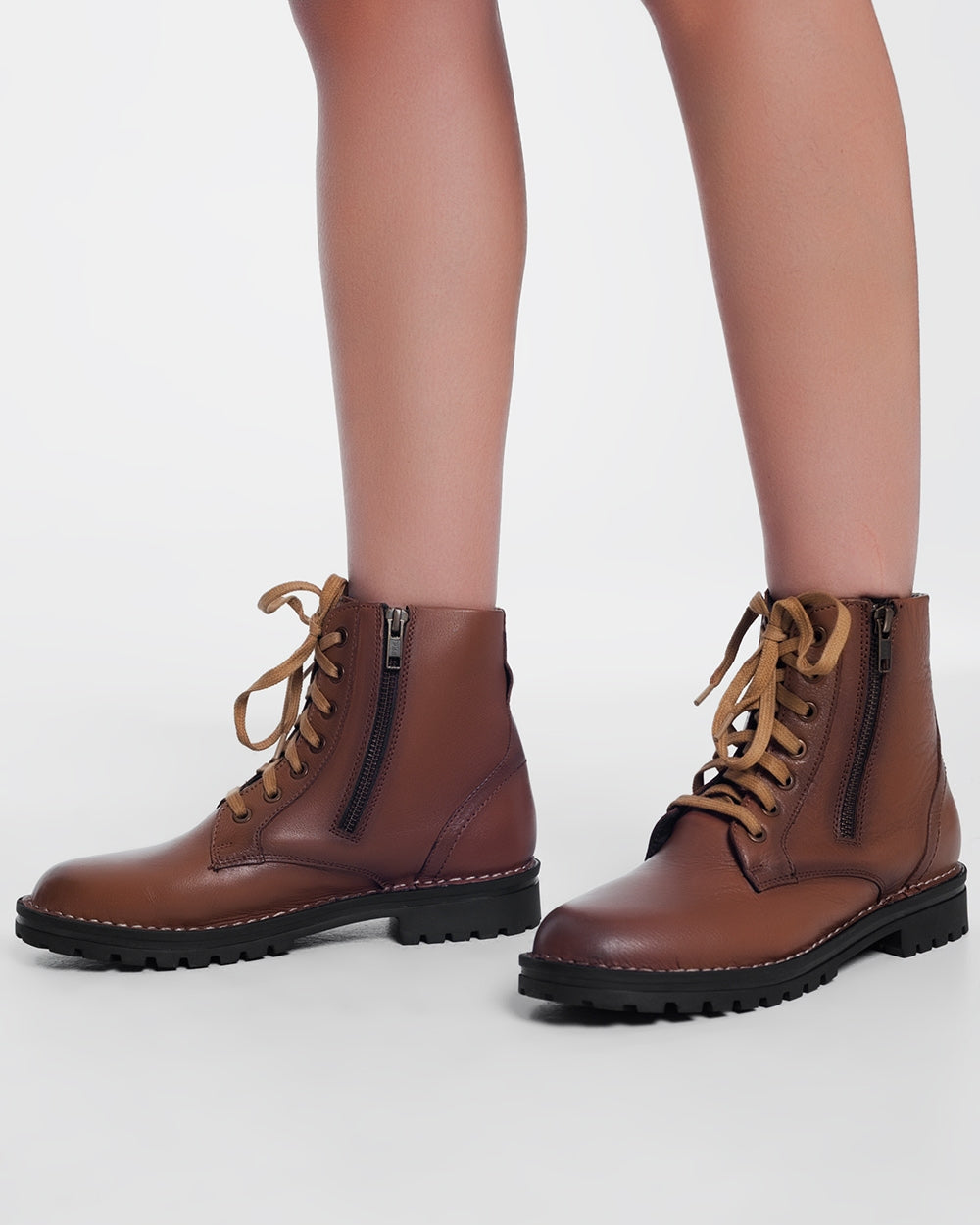 Chunky Military Boots in Brown
