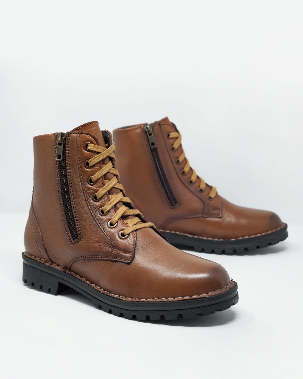 Chunky Military Boots in Brown