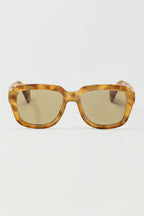 Chunky Square Sunglasses with Yellow Tinted Frame in Light Tortoise Shell