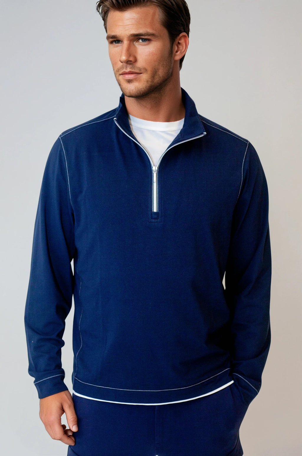 Buki Cinqo Travel Half Zip Navy/White | 2-Pack