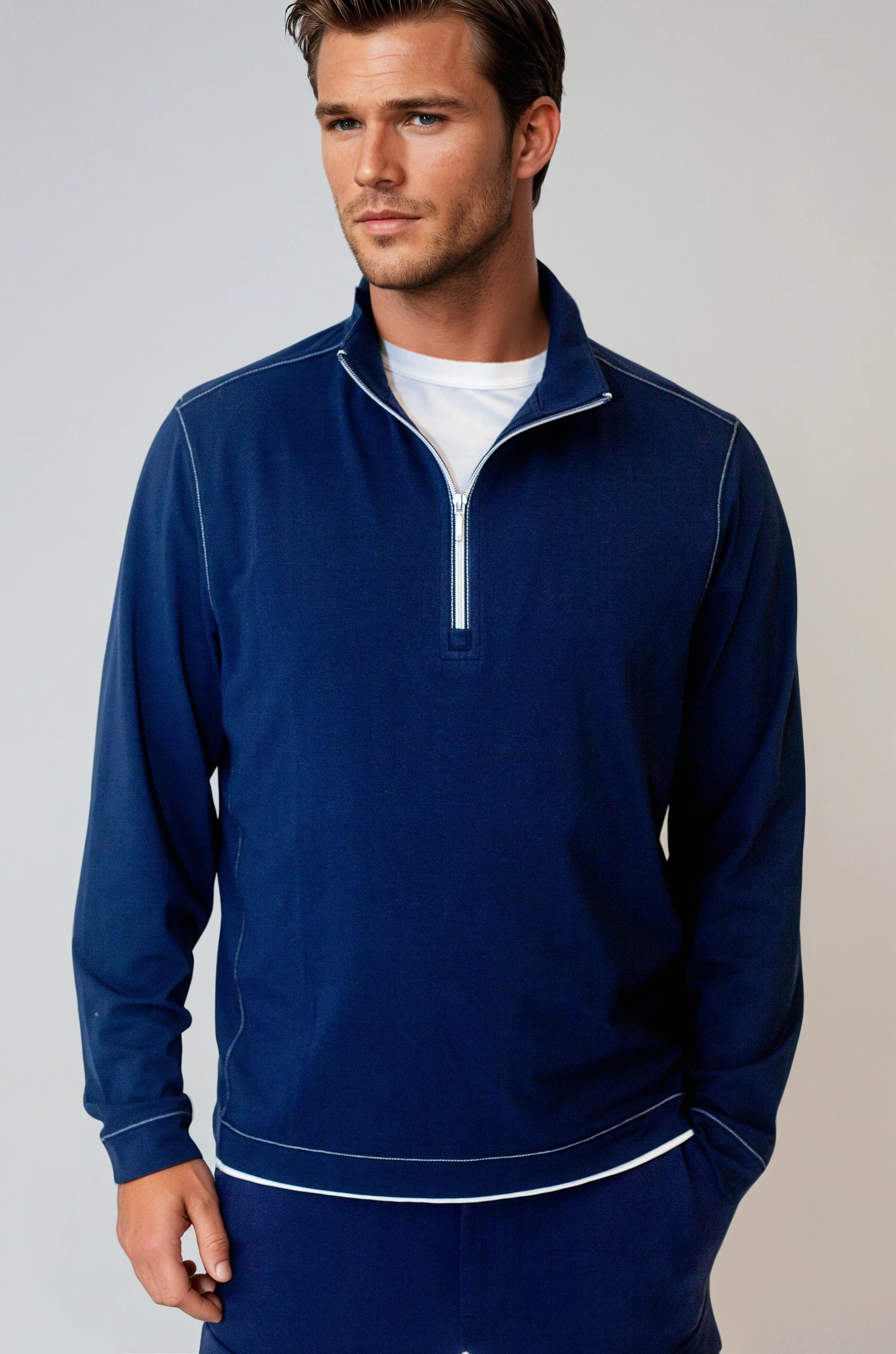 Buki Cinqo Travel Half Zip Navy/White | 2-Pack