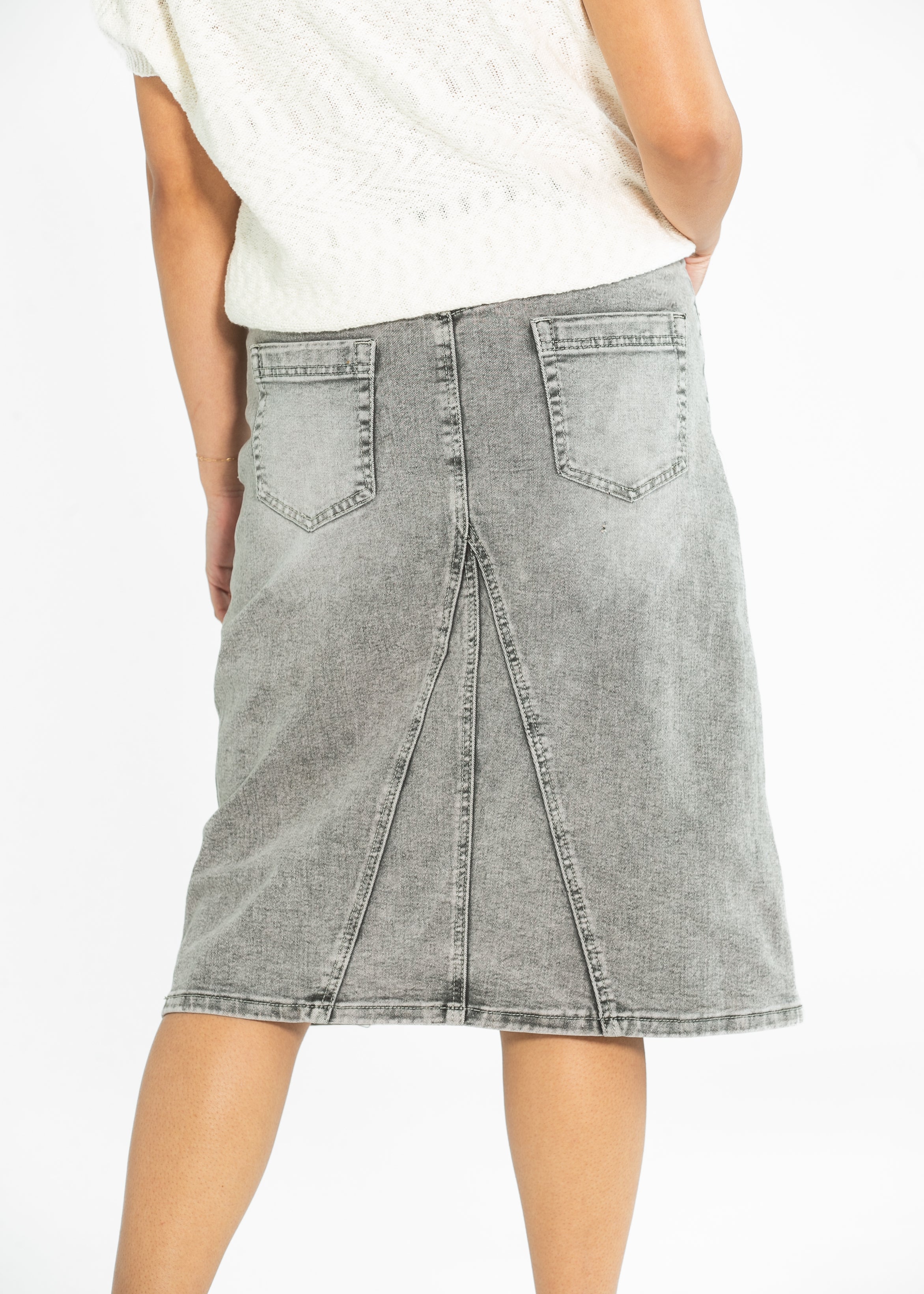 Claire A-Line Denim Midi Skirt