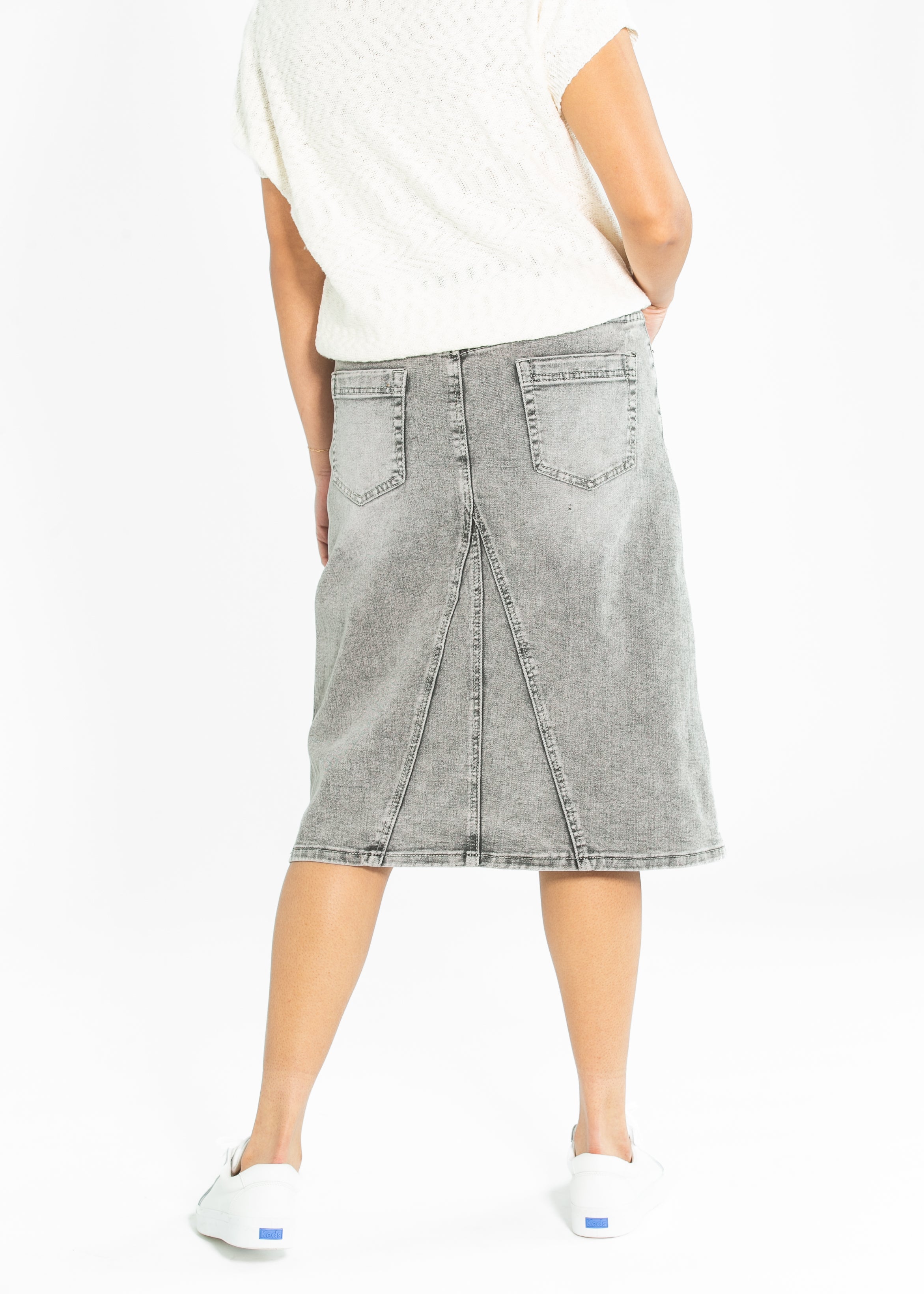 Claire A-Line Denim Midi Skirt