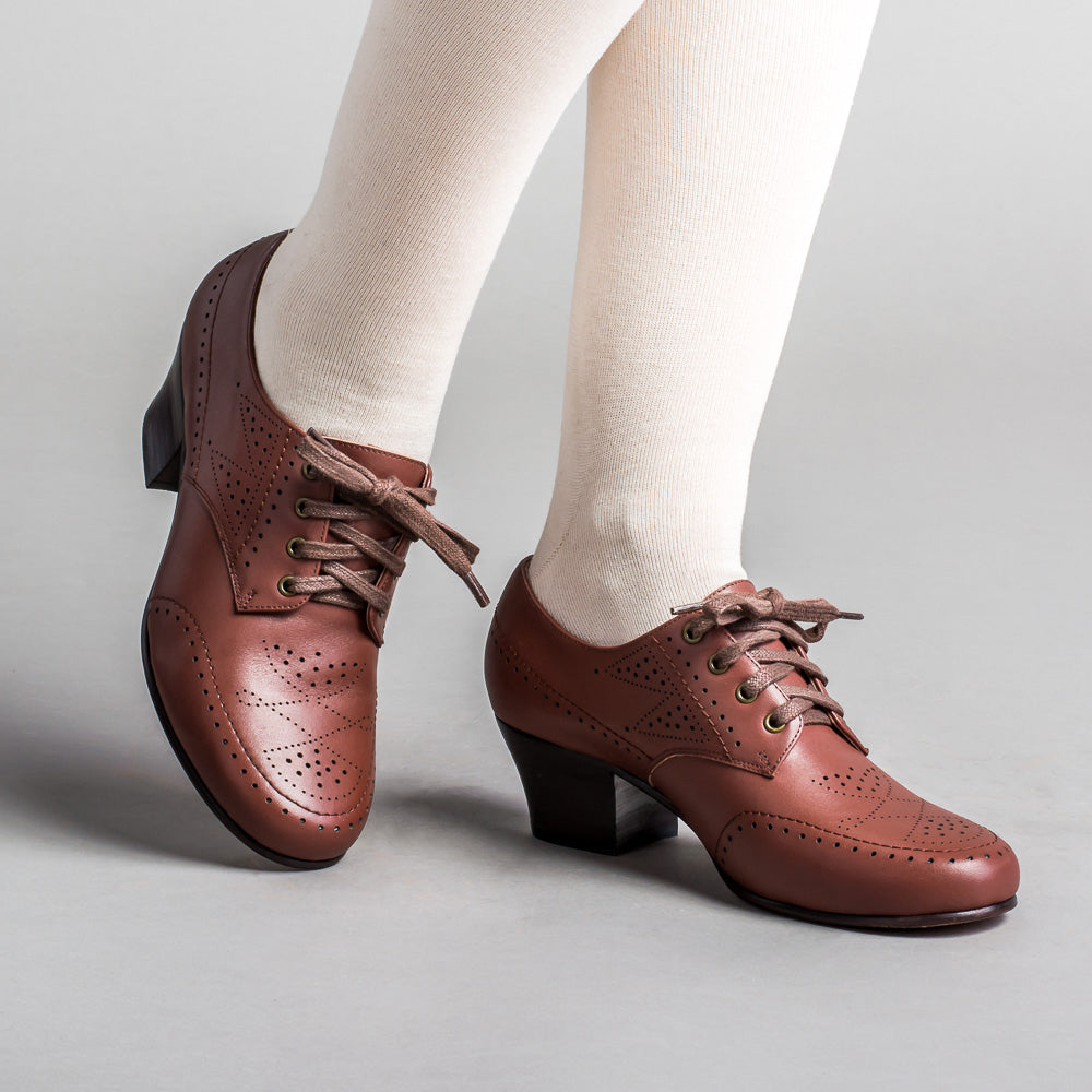 Claire 1940s Oxfords | Brown