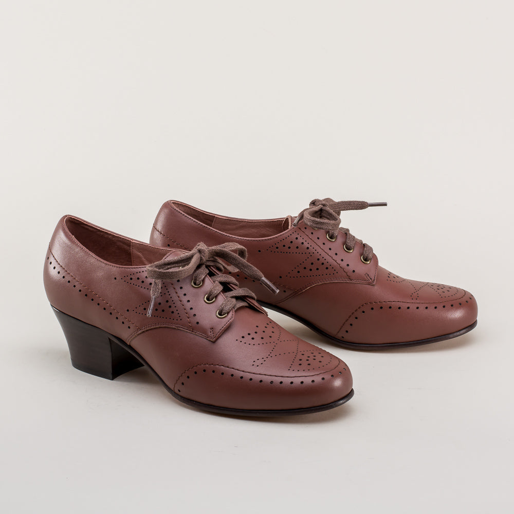 Claire 1940s Oxfords | Brown