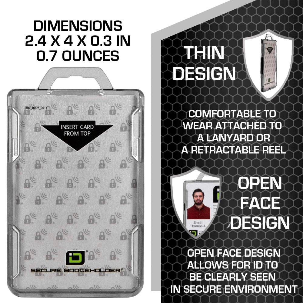Secure Badge Holder Duolite ® Vertical 2 ID Card Holder Retractable Reel and Lanyard Bundle
