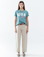 Comfortable Stretch Jeans with Barrel Leg in Beige