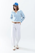 Comfortable Stretch Jeans with Barrel Leg in White