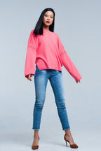 Coral Fine Knitted Sweater with Glitter Details