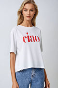 Cotton T-Shirt with Ciao Logo in Red