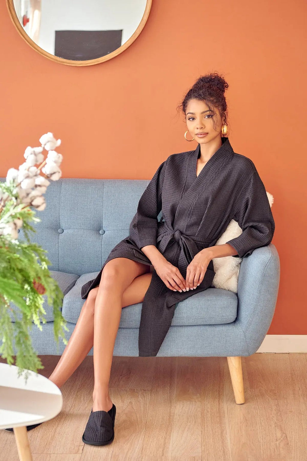 Knee-Length Waffle Women’s Robe