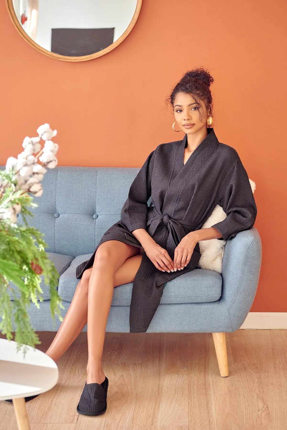 Knee-Length Waffle Women’s Robe