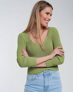 Crochet Knit Jumper in Green