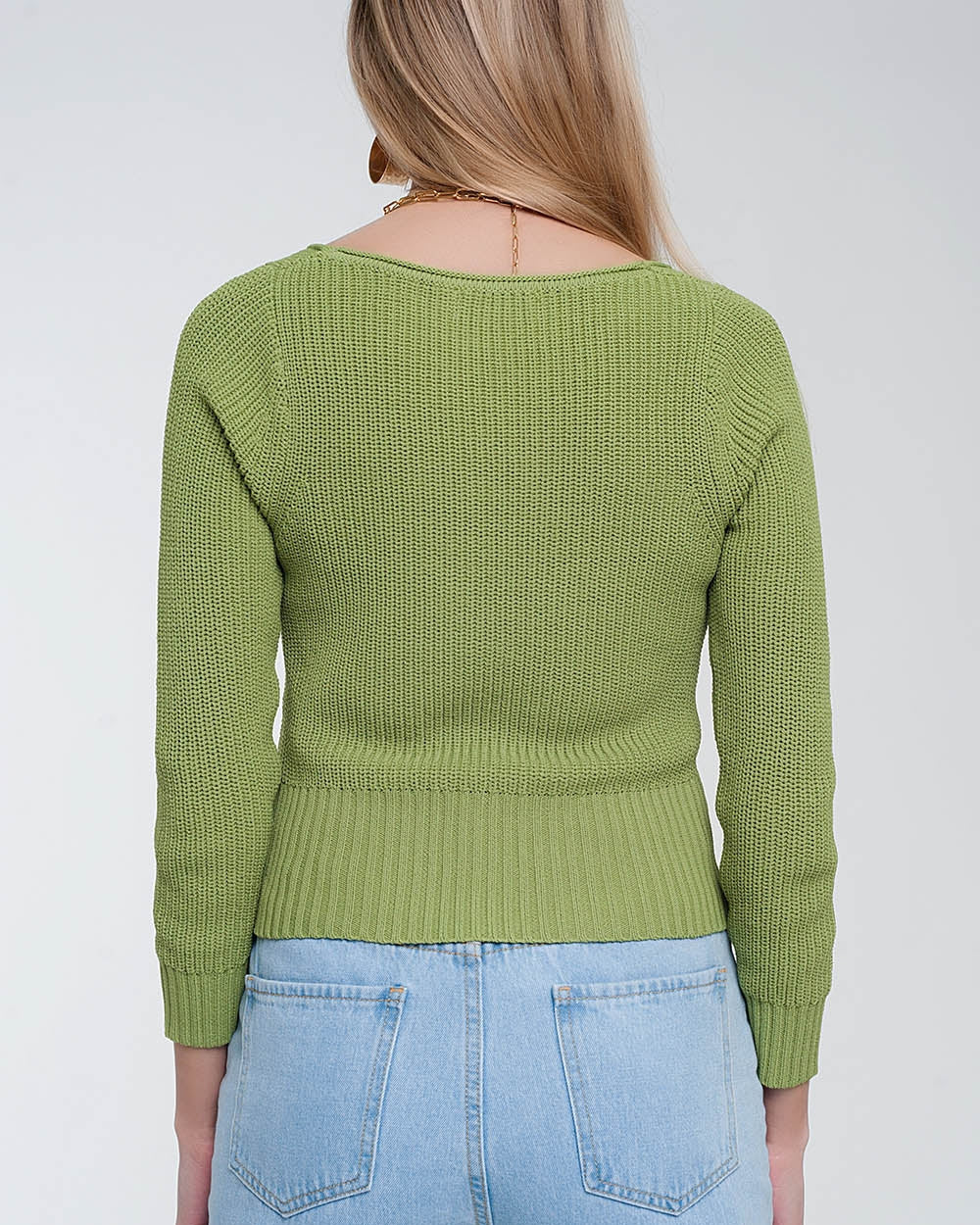 Crochet Knit Jumper in Green
