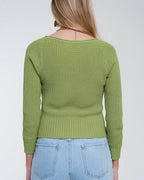 Crochet Knit Jumper in Green