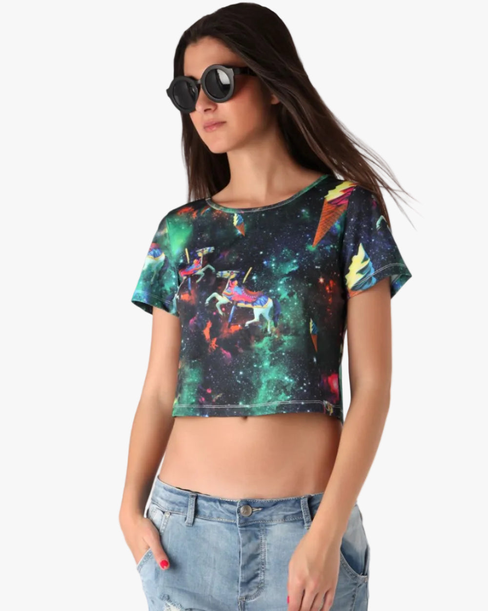 Crop Top with Illustrated Print