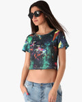 Crop Top with Illustrated Print