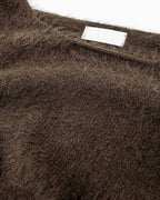 Cropped Fluffy Sweater in Brown Fitted at the Waist