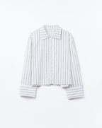 Cropped White Striped Poplin Shirt