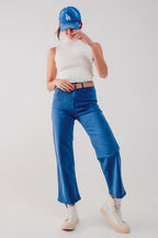Cropped Wide Leg Jeans in Blue