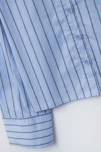 Cropped Blue Striped Poplin Shirt