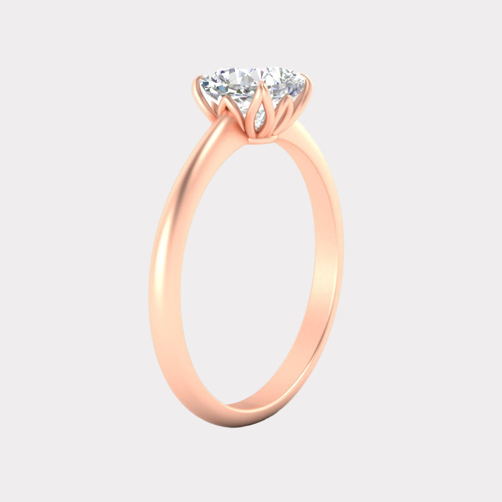 Floral Head Cushion Solitaire Cathedral Ring