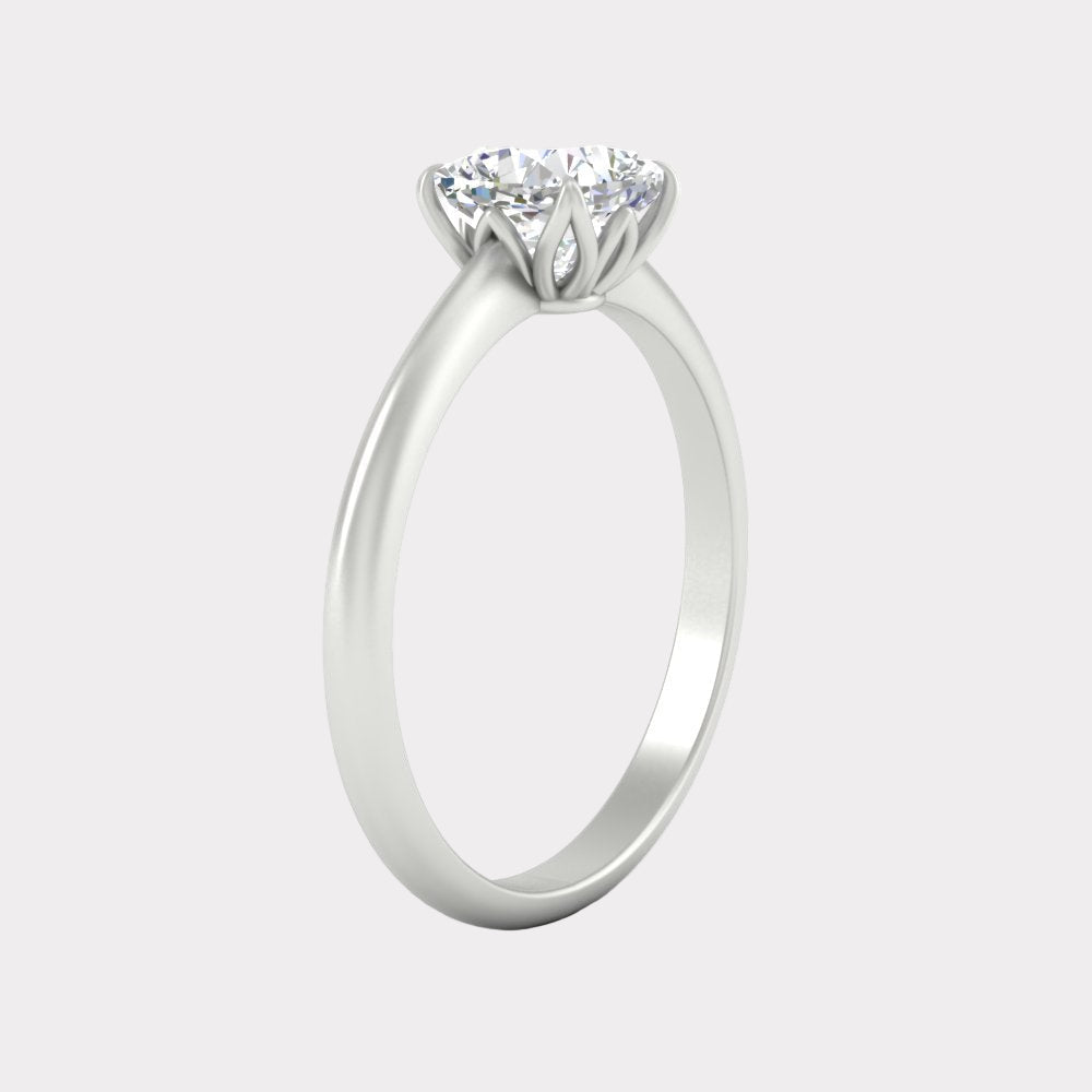 Floral Head Cushion Solitaire Cathedral Ring