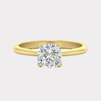 Floral Head Cushion Solitaire Cathedral Ring
