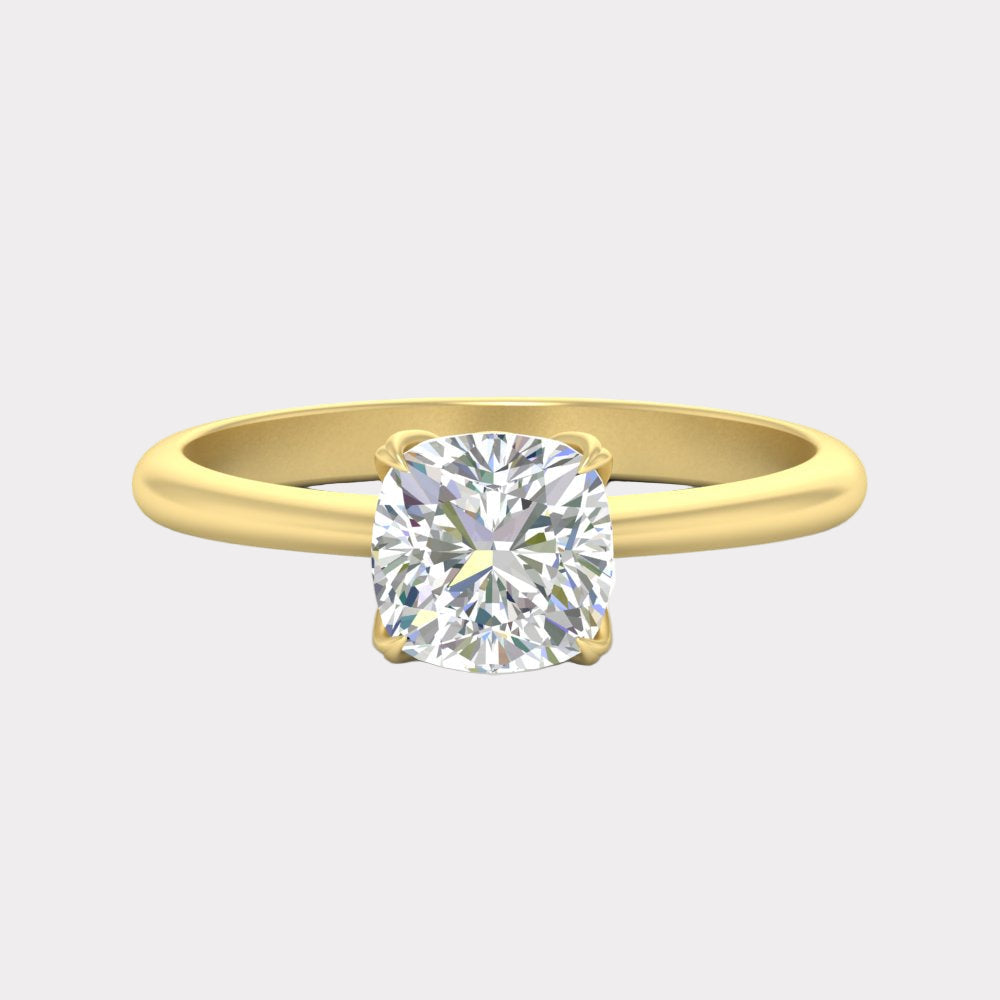 Floral Head Cushion Solitaire Cathedral Ring