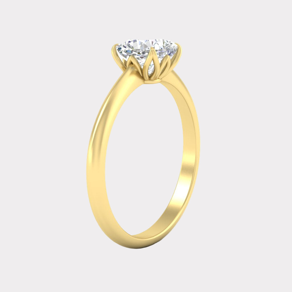 Floral Head Cushion Solitaire Cathedral Ring
