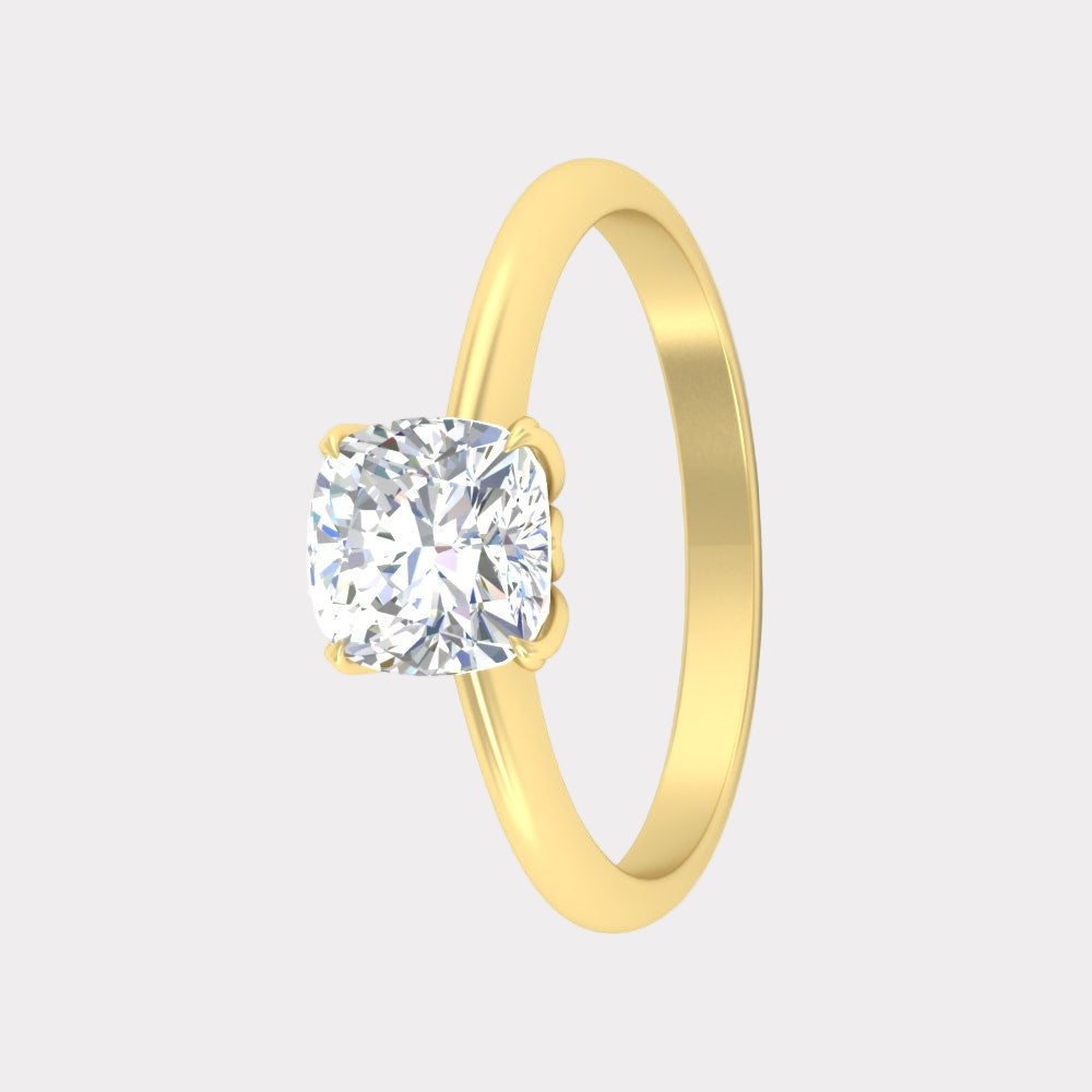 Floral Head Cushion Solitaire Cathedral Ring