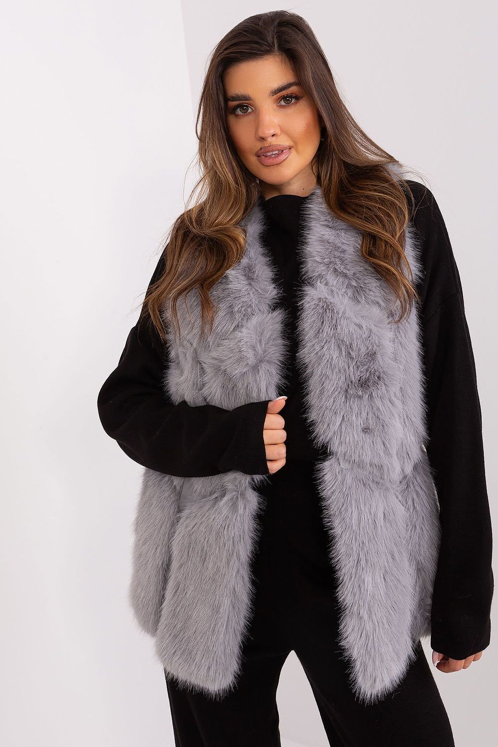 Silver Grey Fur Vest