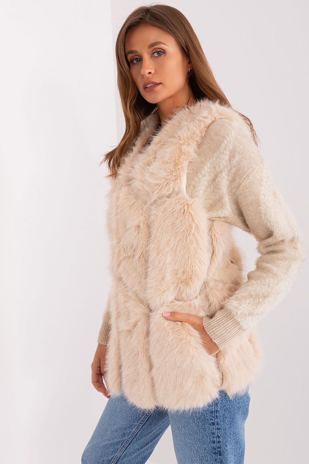 Beige Fur Vest