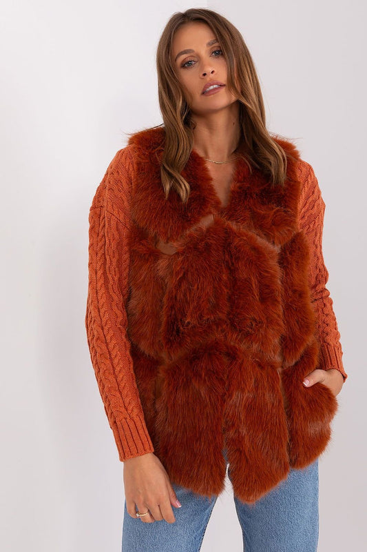 Deep Orange Fur Vest