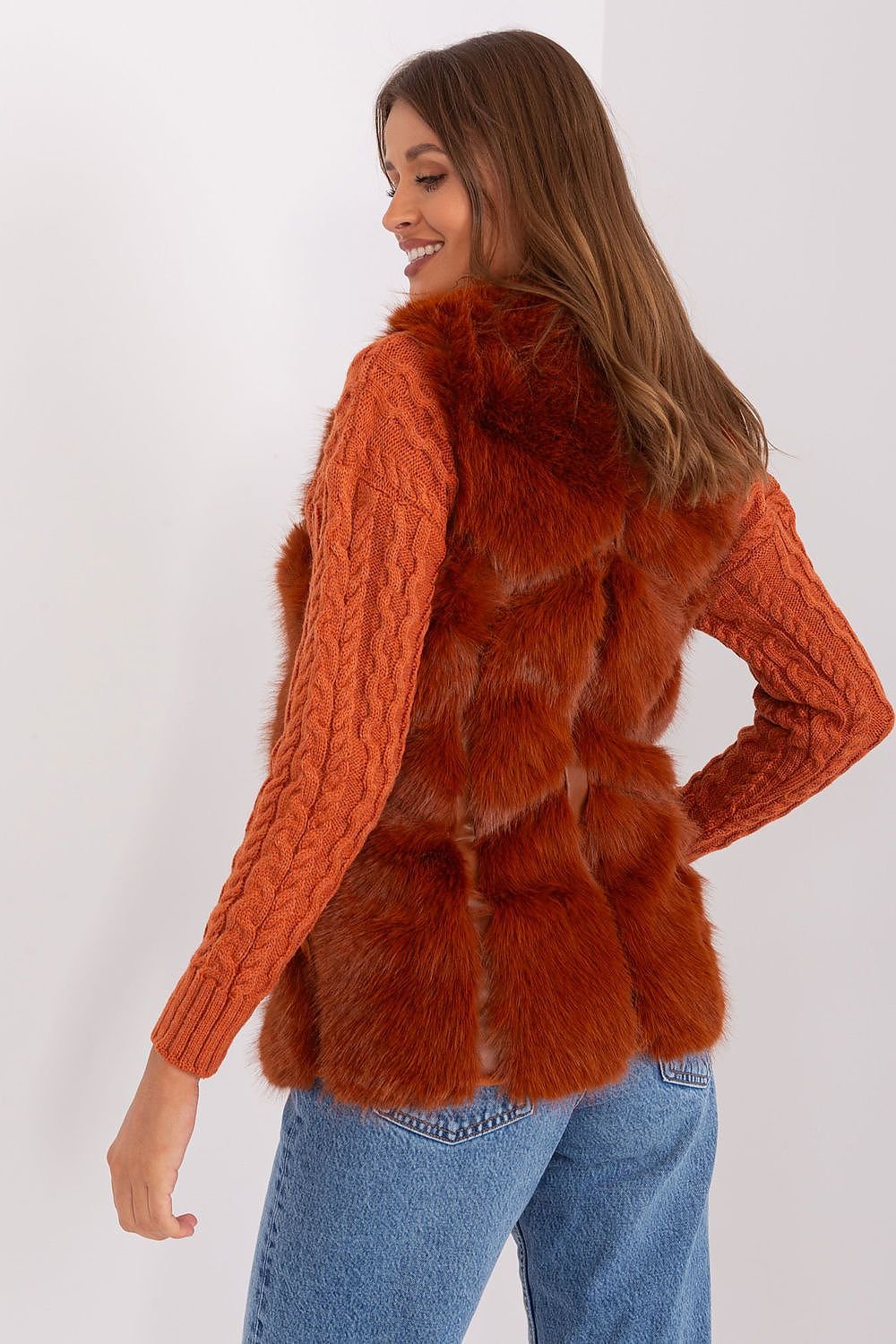 Deep Orange Fur Vest