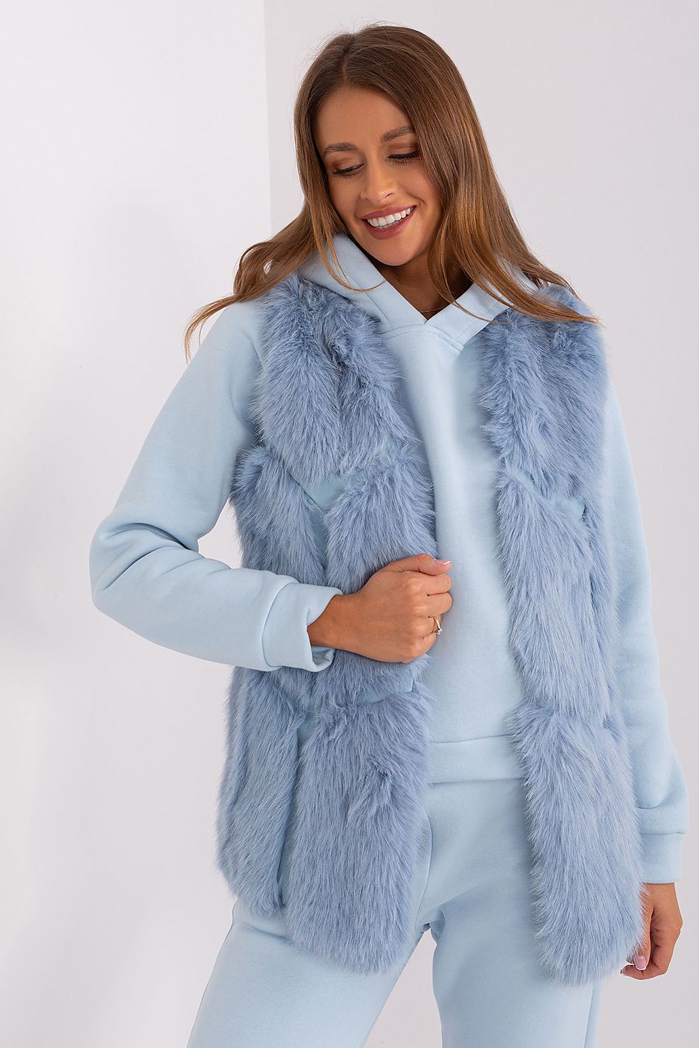 Light Blue Fur Vest