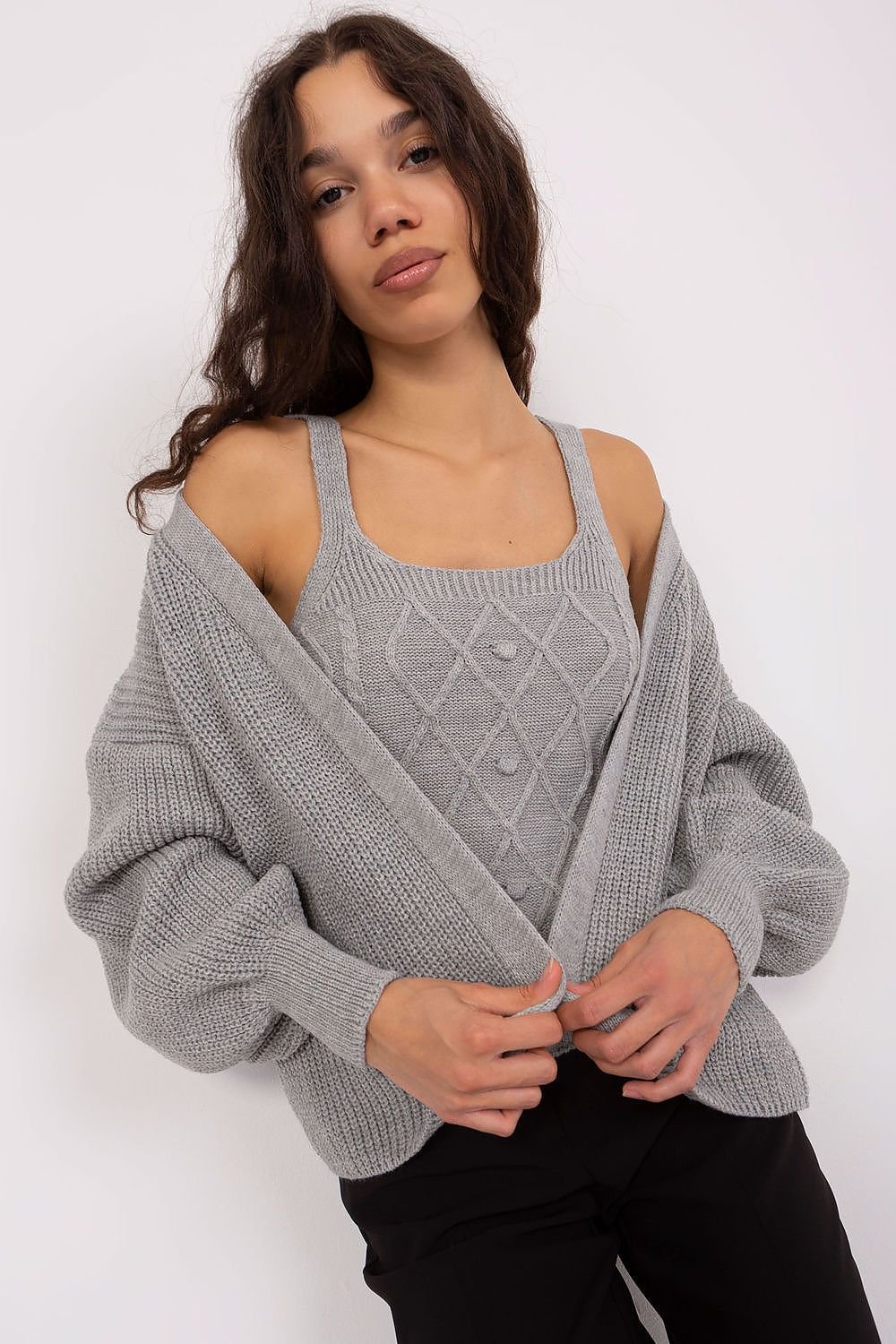 Knitted Tank Top and Cardigan Set