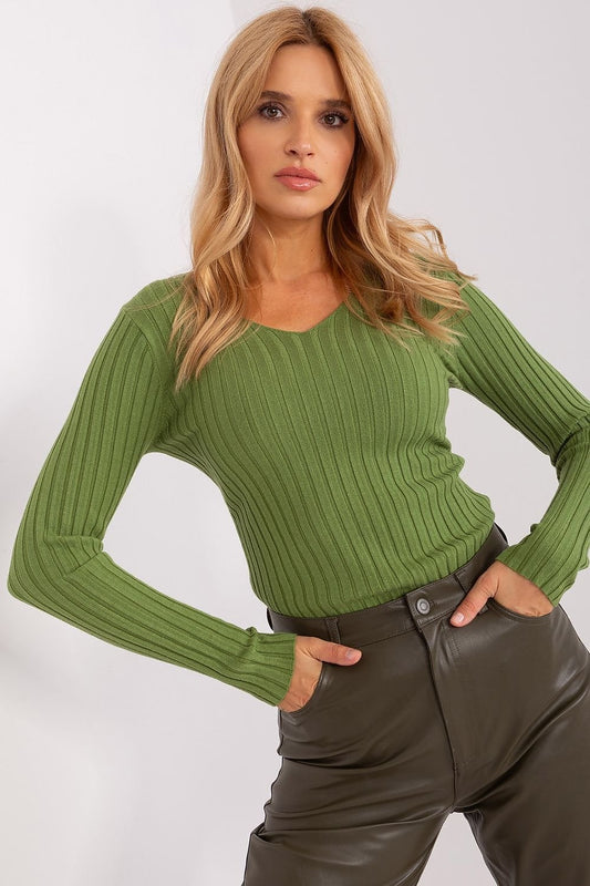 Rib Knit Long Sleeve Jumper Olive