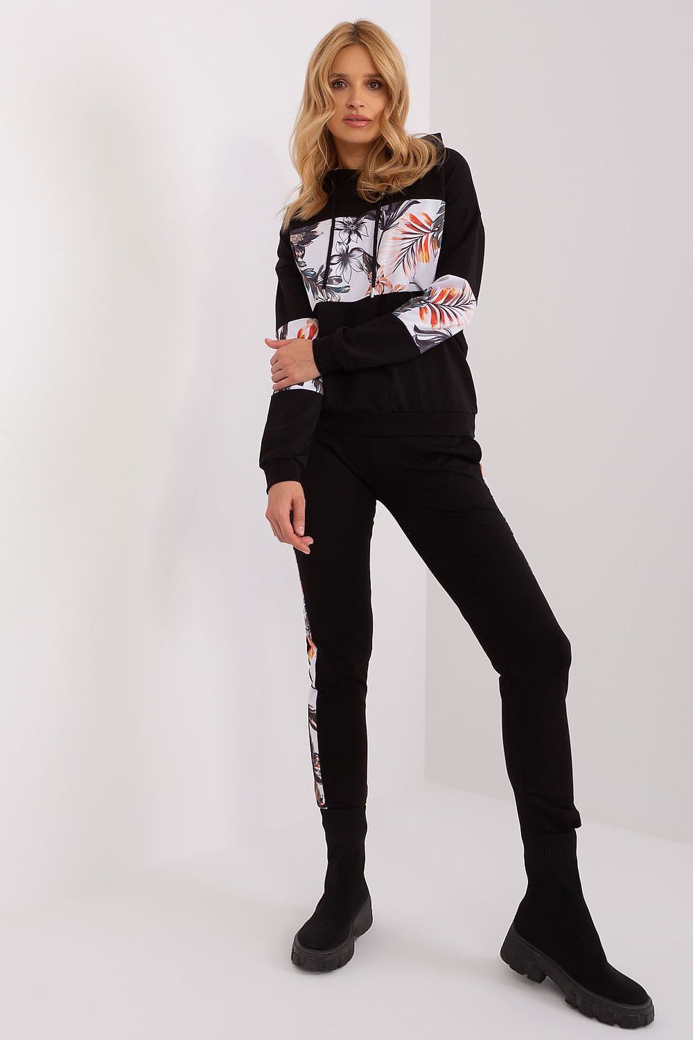 Flower Striped Tracksuit Set