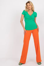 Deep-V Fitted Blouse