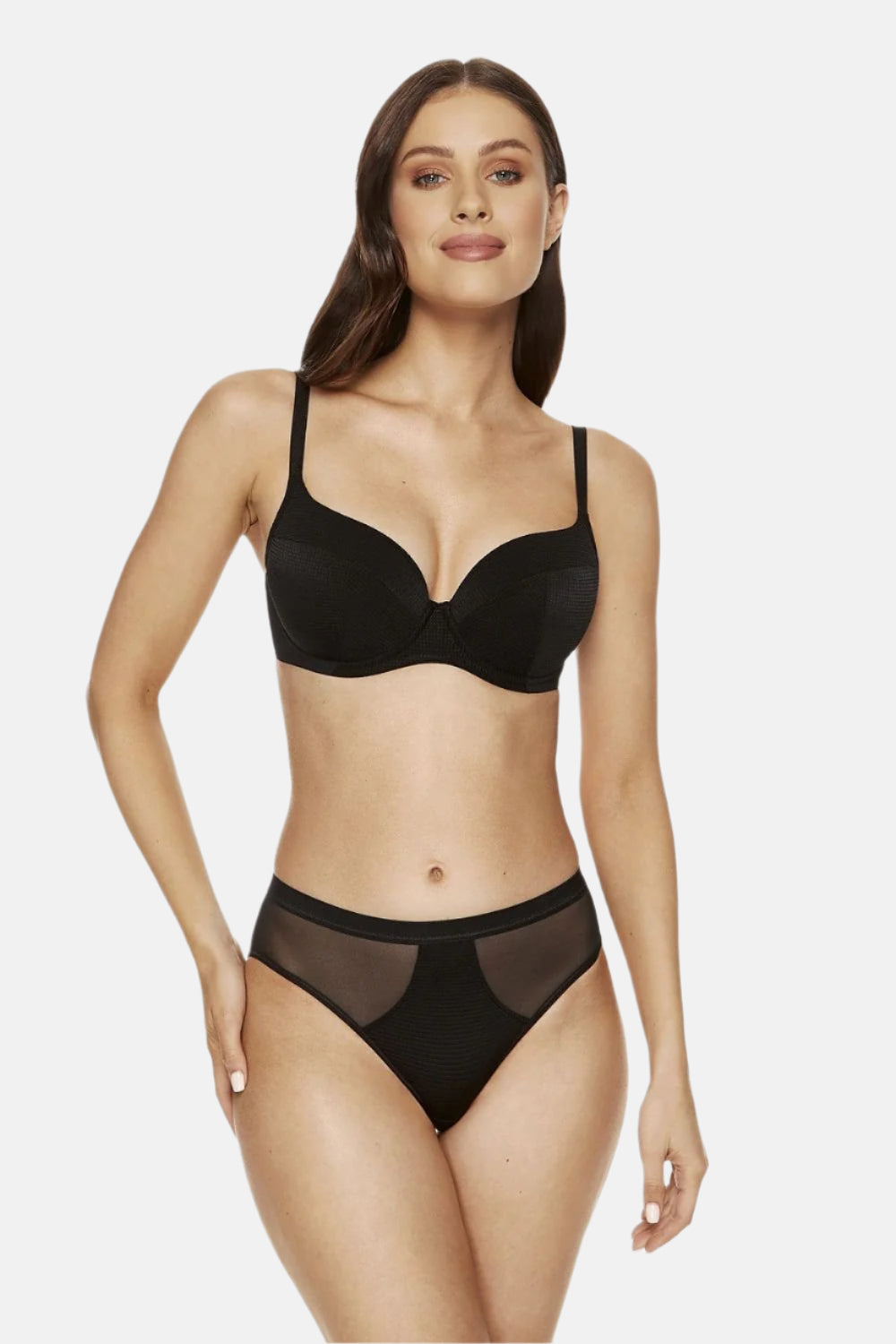 Mesh Details Padded Bra Black