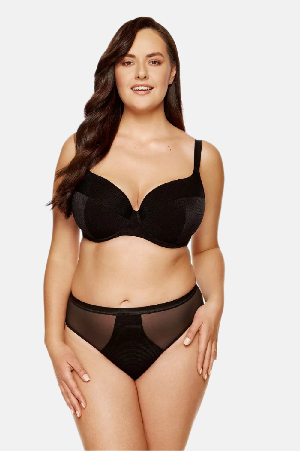 Mesh Details Padded Bra Black