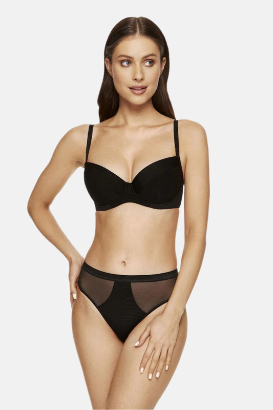 Mesh Details Push-Up Bra Black