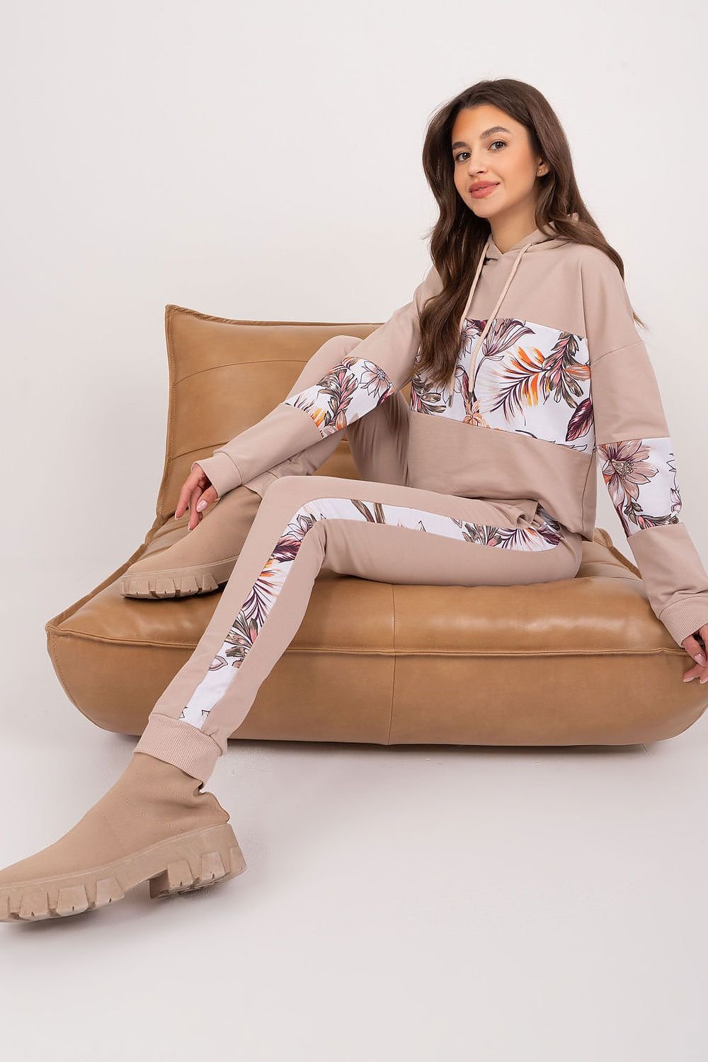 Flower Striped Tracksuit Set